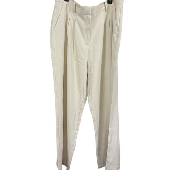 French Connection Ivory Pleated High Rise Dressy Work Pants Career Elastic XXL - Picture 1 of 16